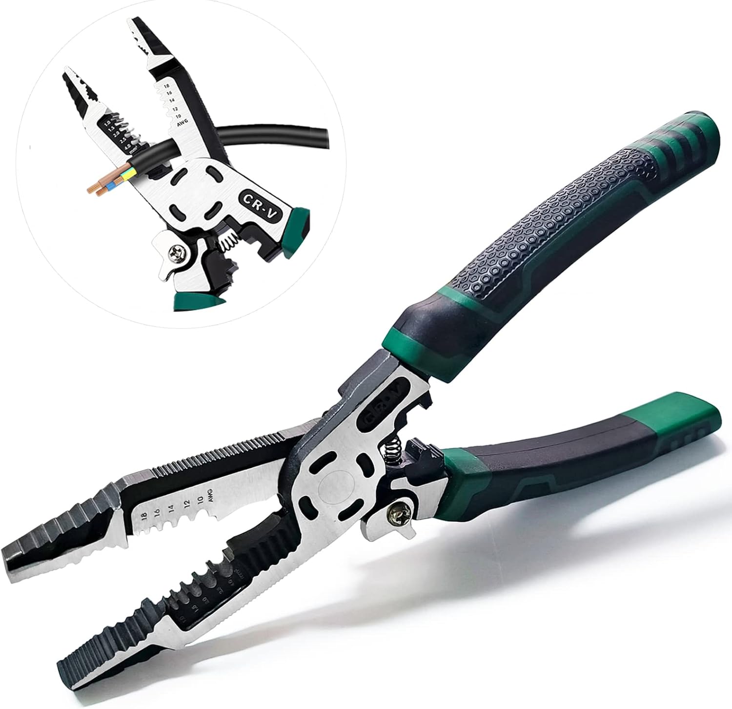 15 IN 1 Wire Stripper Tool,Wire Strippers,Cable Cutters,CR-V Multifunctional