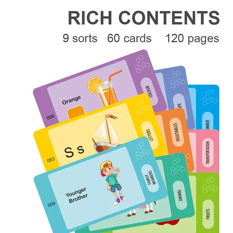 112 double sided flashcards with 224 words educational toy set