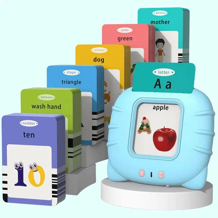 Interactive flashcard learning machine with 112 cards and 224 words for kids