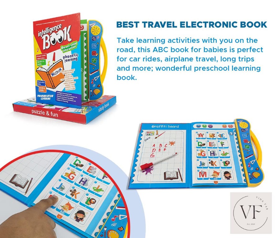 Preschool interactive learning book with alphabets words and spellings
