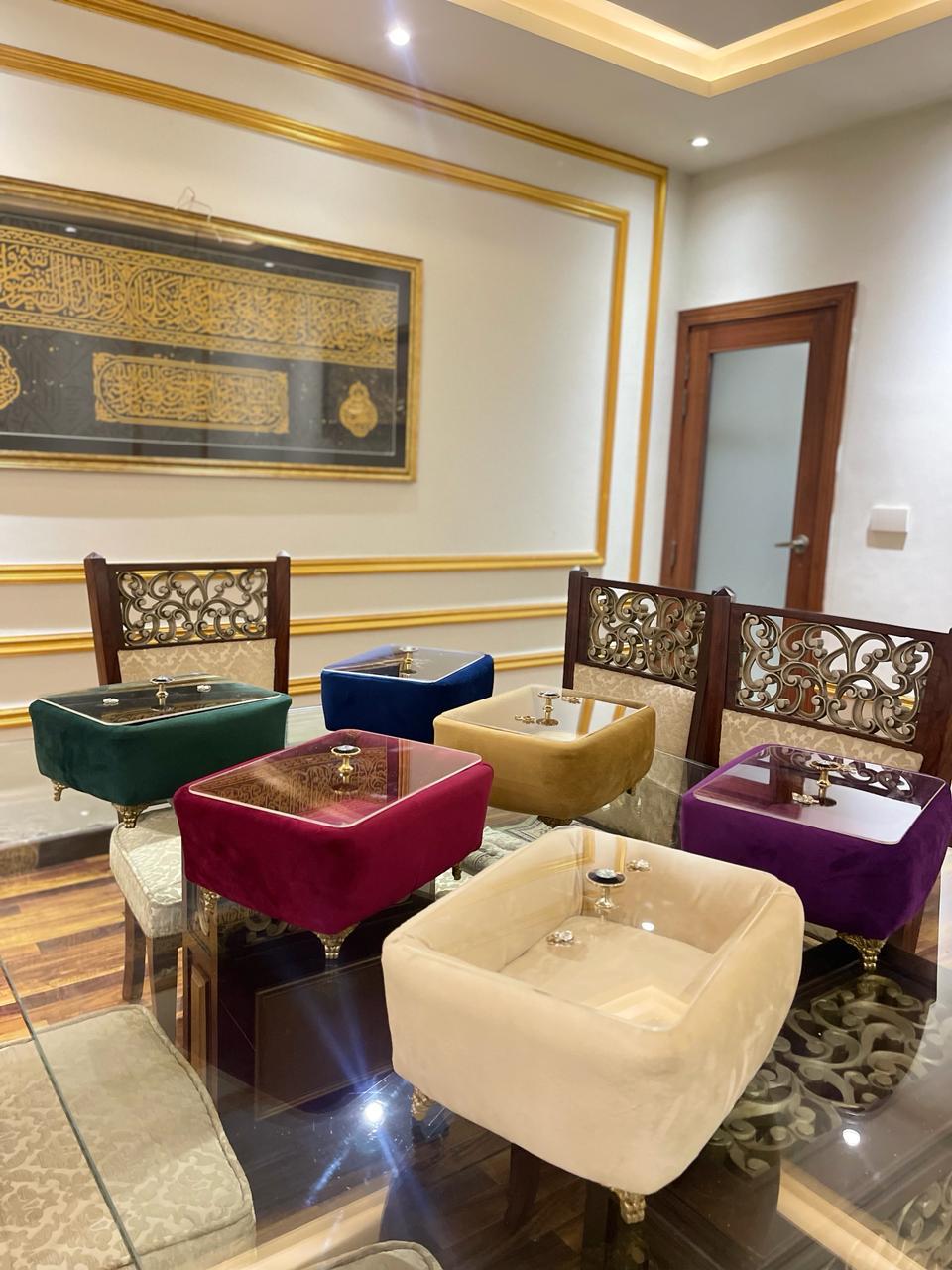 square Turkish Hotpot in a room 
